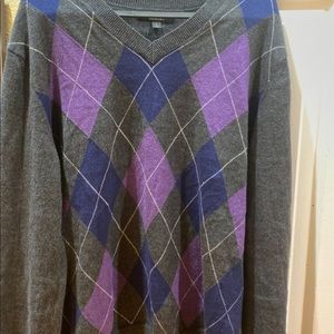 Express Purple and Blue Argyle Sweater